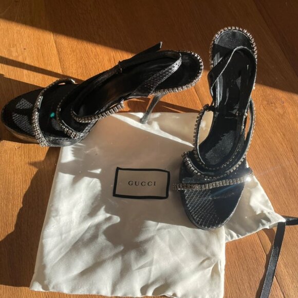 Gucci Glitter Sandals High Heels - Picture 1 of 7